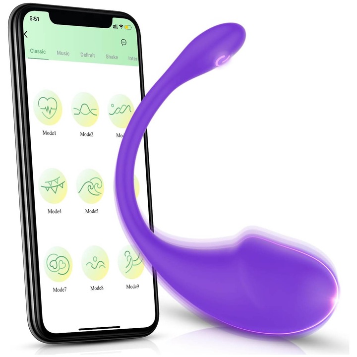 Vibrátor G-ponttal és klitorisz stimulációval, 9 különböző mód, vibráció testreszabási funkció, újratölthető és vízálló, Bluetooth kapcsolat, alkalmazásvezérlés, sima, nem mérgező szilikon, OUYLAF, lila