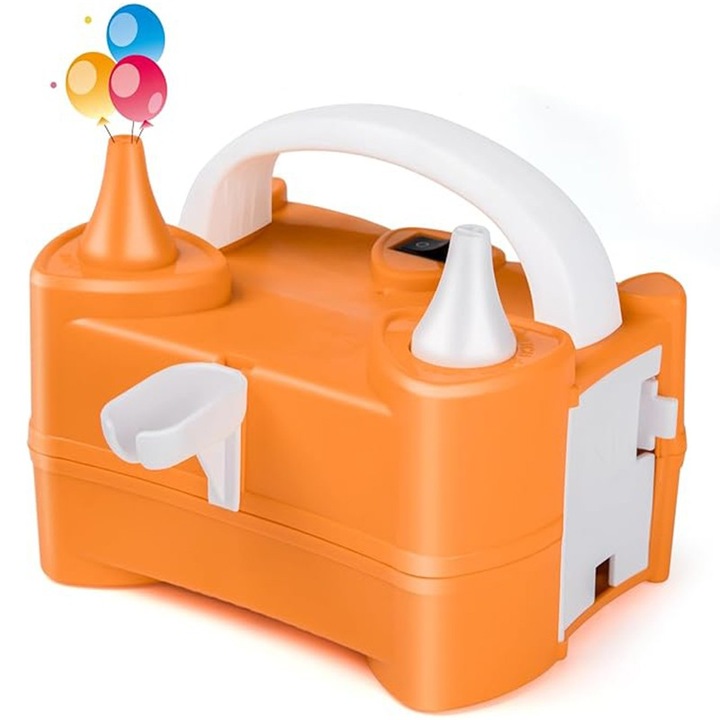 Електрическа помпа за балони, Cyrax, с два изхода, 220V, мощност 400W, аксесоари за парти, оранжева