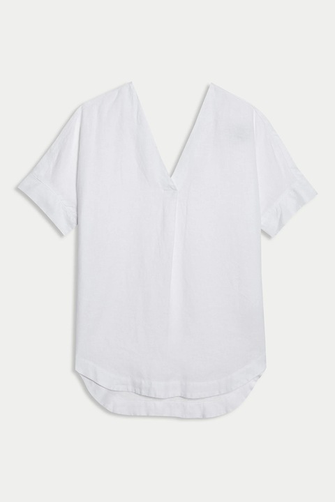 Marks & Spencer, Bluza de in cu decolteu in V, Alb/Transparent, 38