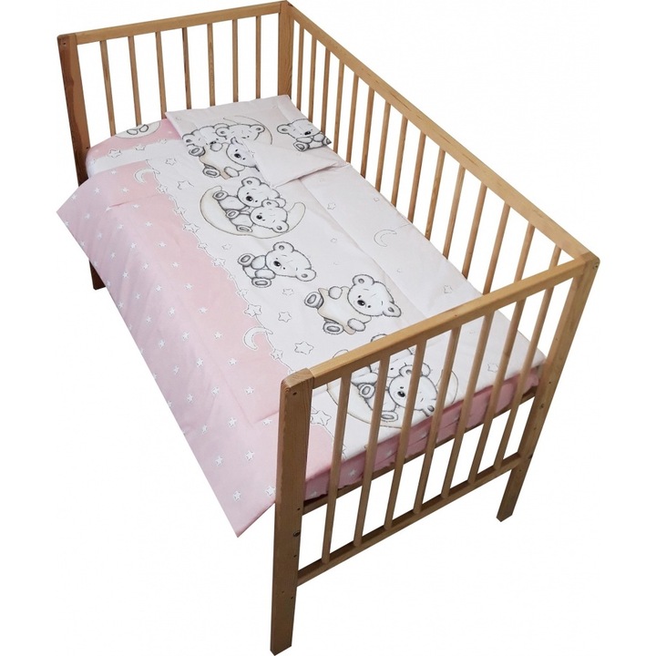 Lenjerie patut cu 3 piese Teddy on the Moon Pink