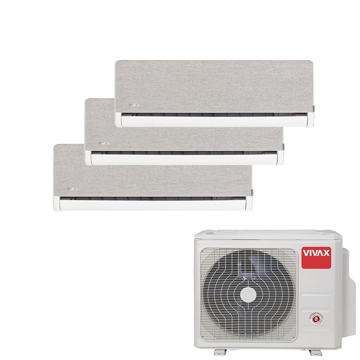 Aer Conditionat MULTISPLIT VIVAX ACP-27COFM79AERI / 2x ACP-09CH25AEHI Silver + ACP-12CH35AEHI Silver, Inverter, Ionizator, Follow Me, Flux de aer 3D, Wi-Fi Ready