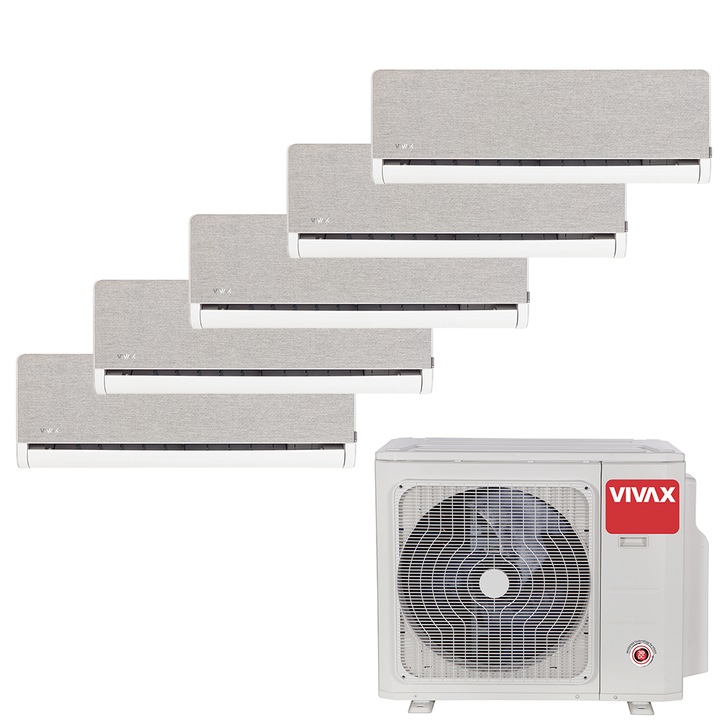 Aer Conditionat MULTISPLIT VIVAX ACP-42COFM123AERI / 4x ACP-09CH25AEHI Silver + ACP-12CH35AEHI Silver, Inverter, Ionizator, Follow Me, Flux de aer 3D, Wi-Fi Ready