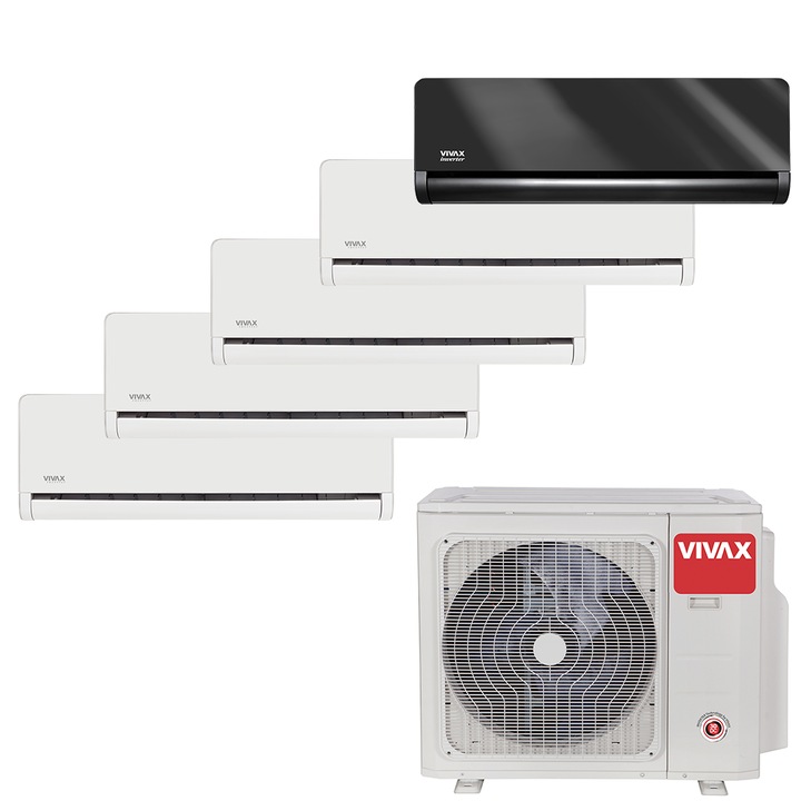 Aer Conditionat MULTISPLIT VIVAX ACP-42COFM123AERI / 4x ACP-09CH25AEHI Alb + ACP-12CH35AEHI Gray Mirror, Inverter, Ionizator, Follow Me, Flux de aer 3D, Wi-Fi Ready