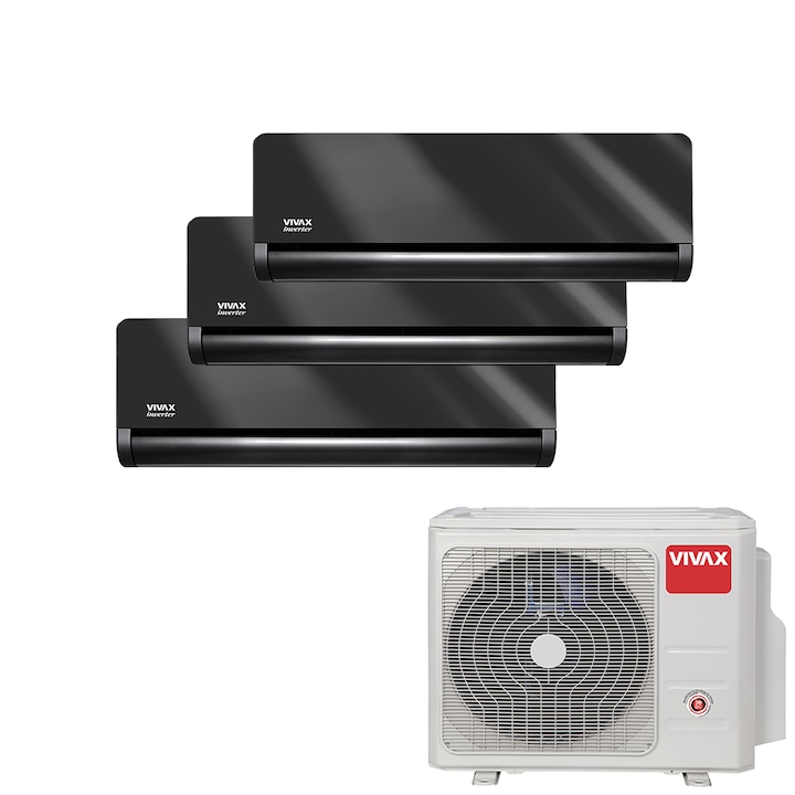 Aer Conditionat MULTISPLIT VIVAX ACP-27COFM79AERI / 2x ACP-09CH25AEHI Gray Mirror + ACP-12CH35AEHI Gray Mirror, Inverter, Ionizator, Follow Me, Flux de aer 3D, Wi-Fi Ready