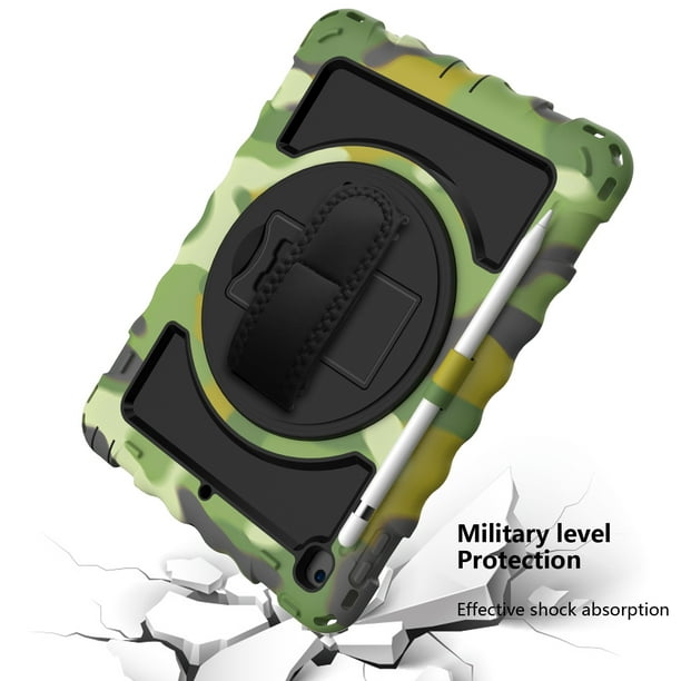 Husa Sigloo, pentru tableta Samsung Tab A 2019, 10.1'', T510/T515, Hybrid 3in1 Rugged Built-in Kickstand 360 ° Stand rotativ, curea de mana, Corner Shockproof, Camuflaj