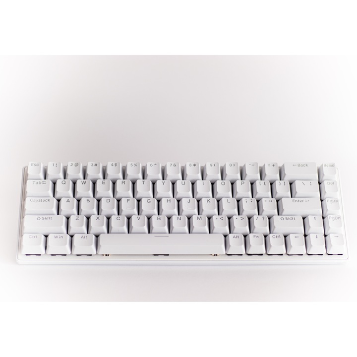 Tastatura mecanica gaming, RGB, 68 taste, Cablu Type-C la USB, 11 moduri de iluminare, Ergonomica, Dimensiune redusa, Blue switch, Alba, Plug'n'Play