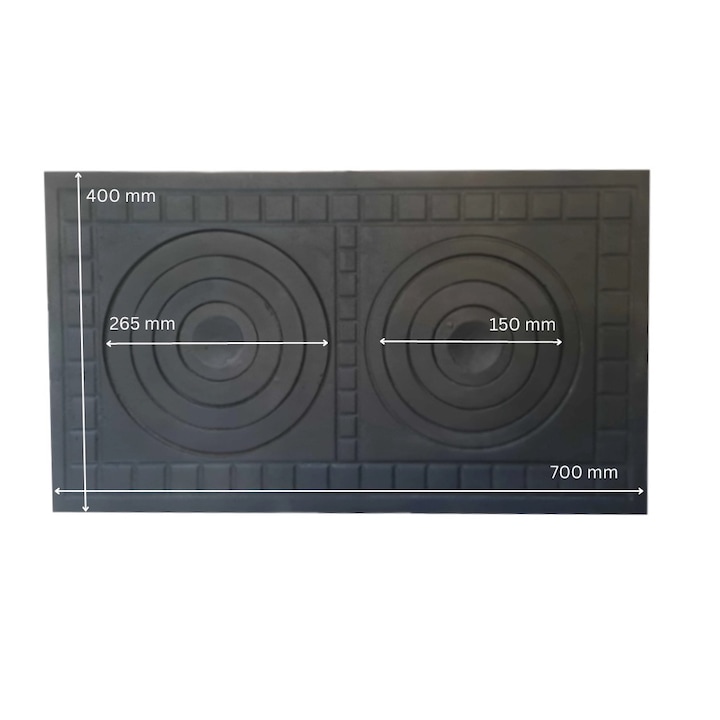 Plita din fonta 700 mm L x 400 mm l, Grosime 15 mm, desen patrat