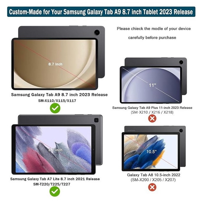 Husa tableta pentru copii, pentru Samsung Galaxy Tab A9 8, 7 inchi, rosu, Patamiyar