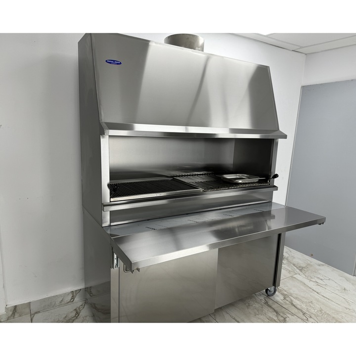 Grill inox pe carbuni cu dulap si usi glisante Ideal Inox 1500x600x2000