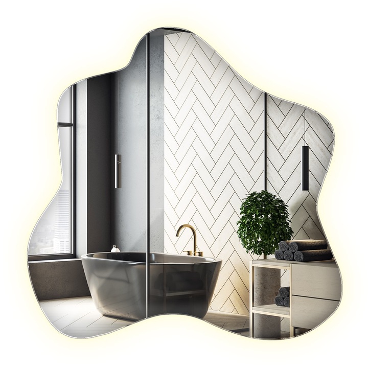 Oglinda organica cu LED, Decormat, Perete, Neutru (4000K), 77, 3 x 76, 6 cm, 010390550210200000000