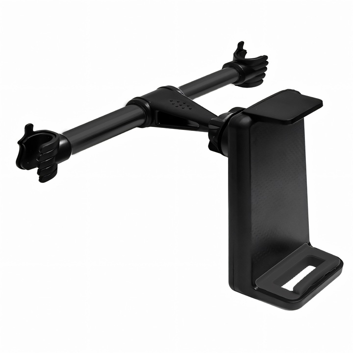 Suport Auto Cu Fixare Pe Tetiera RETOO DriveTech pentru Telefon & Tableta, Montare pe Tetiere, Model M071-1, Compatibil 4,7–11,5 inch, Constructie ABS+Aluminiu, Reglabil, Negru, Fixare Stabila, Confort Sporit, Anti-alunecare, Pozitie Vizionare Ajustabila