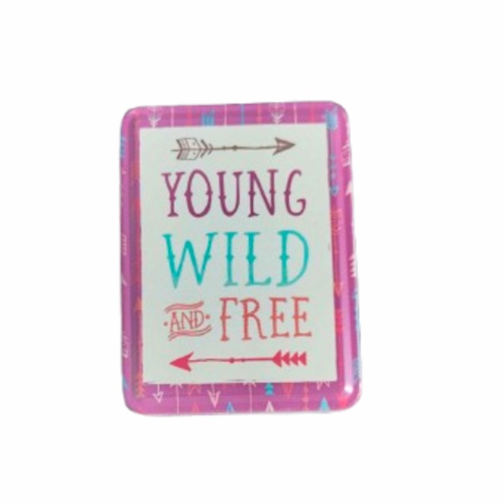 Cutie multifunctionala de depozitare din metal cu text, Young Wild and Free''