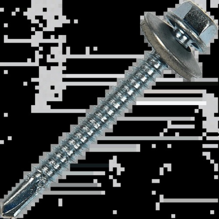 Set 250 bucati surub tabla autoforant+saiba cauciuc epdm 4.8*35 zincat varf pt. metal