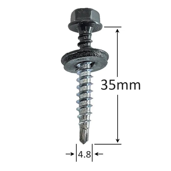 250db önfúró lemezcsavar készlet + EPDM gumi alátét 4,8*35 RAL 7016 antracitszürke, csökkentett hegyhez. fa bilincs