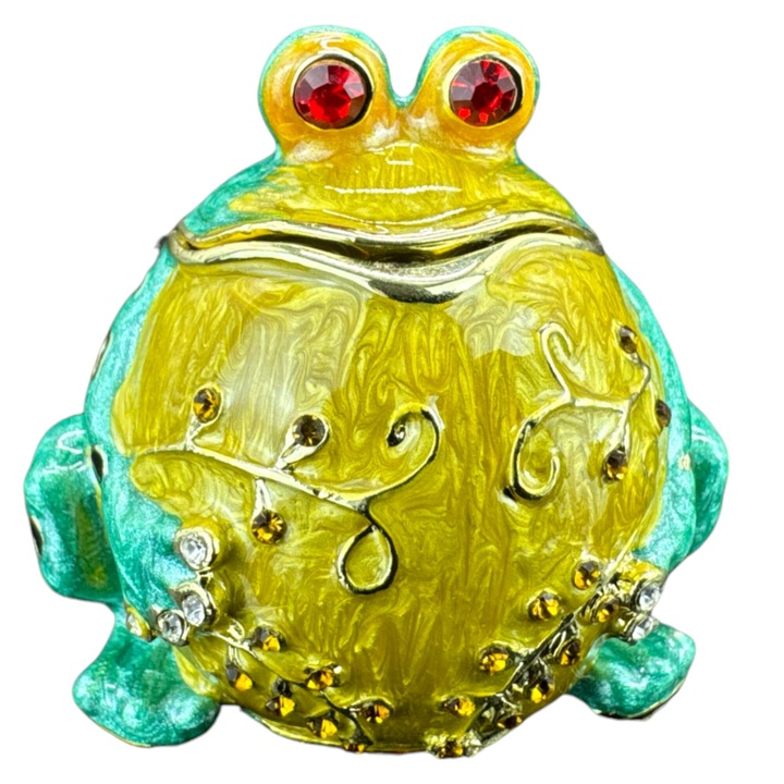 Sculptura in sezut Broasca Faberge cutie Veronese, 5 cm, P23089C