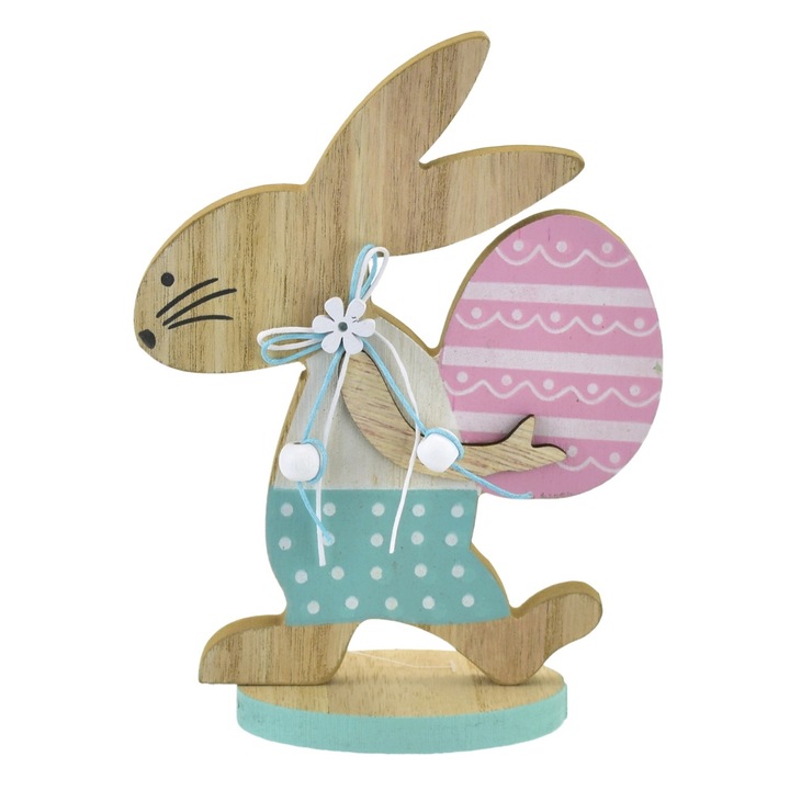 Iepuras din lemn cu ou, 17 cm