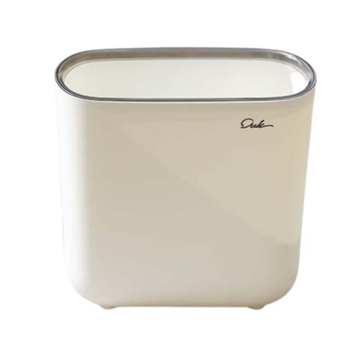 Кошче за боклук, с капаче, 10 литра, минималистичен дизайн, пластмаса, кремово