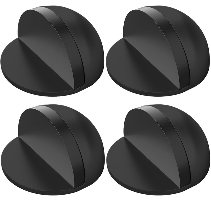 Opritoare Usa, Auto-adezive, MONDESA®, Set 4 Bucati, Plastic Dur Rezistent, Cauciuc de Protectie, Antialunecare, Fara Gaurire, Fixare Puternica, Potrivit pentru Diverse Suprafete, Negru Mat