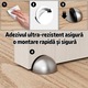 Opritoare Usa Autoadezive MONDESA®, Set 4 Bucati, Otel Inoxidabil, Cauciuc de Protectie, Antialunecare, Fara Gaurire, Fixare Puternica, Potrivit pentru Diverse Suprafete, Argintiu si Negru
