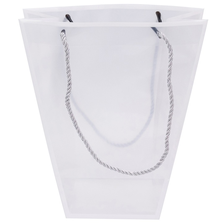 Műanyag trapéz táska kötélfogantyúval - fehér (10 darabos készlet) 26x24x12cm, Createur