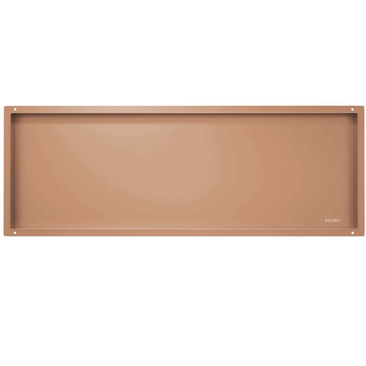 Рафт за вграждане, Balneo, Стенна кутия без рамка, Неръждаема стомана AISI 304, 90 x 30 x 10 cm, Водоустойчив, Модерен дизайн, Стенен монтаж, Мед