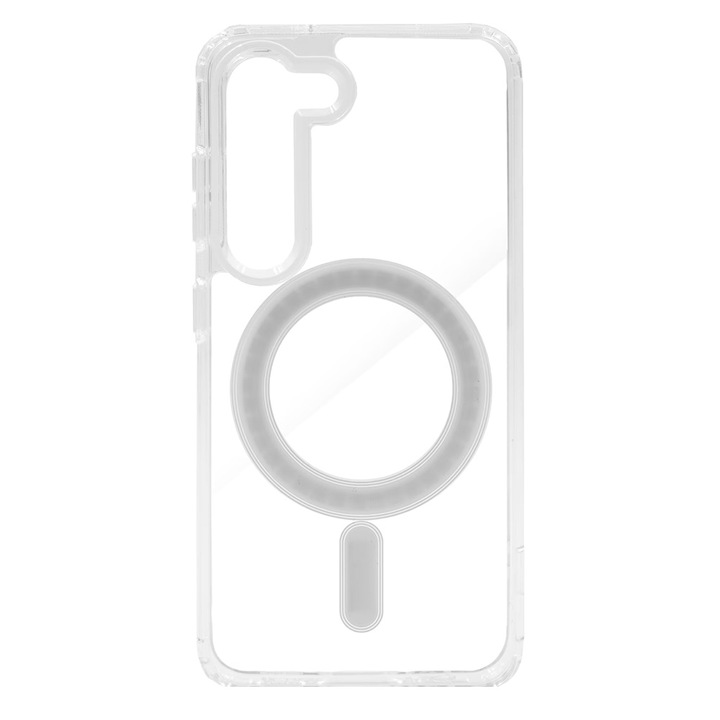 Калъф MagSafe, съвместим със Samsung Galaxy A55 5G, гръб от поликарбонат, MagSafing Charge Fusion, пръстен с магнитна индукция, защита на силиконова рамка, повдигнати ръбове, безжично зареждане, прозрачен