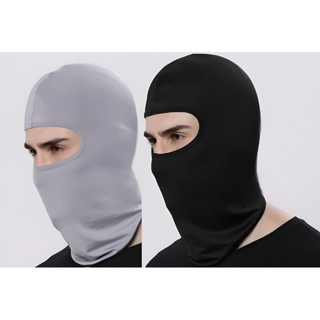 Set 2 cagule ciclism unisex, negru si gri deschis, din Lycra, rezistente la vant si UV, pentru sporturi in aer liber