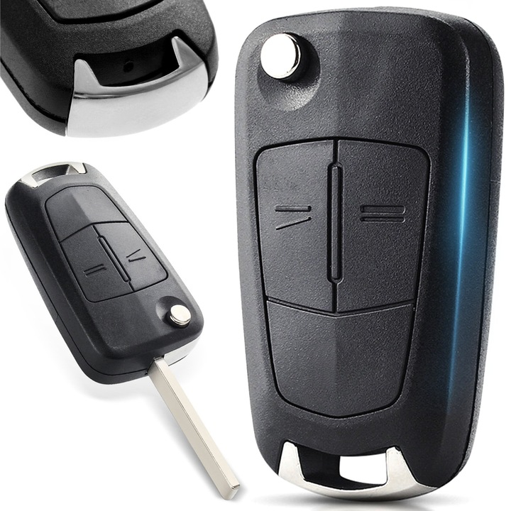 Калъф за автомобилен ключ RETOO, Съвместим с Opel Astra, Vectra, Zafira, 2 бутона, Механизъм тип нож, Възможност за смяна на острието, Лесен монтаж с щракване+винт, Издръжлив материал