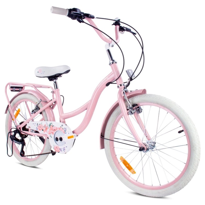 Велосипед за момичета, Sun Baby, Flowe Bike, 20 инча, 6 скорости Shimano Tourney, скоростен лост Revoshift, 6-10 години, стоманена рамка, Розов