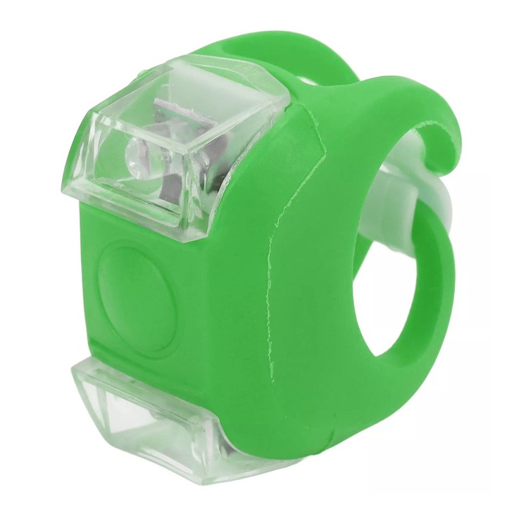 Set lumini de bicicleta multifunctionala, 2 LED, Waterproof, 3 moduri de lumina, baterie AG10, PC, Verde