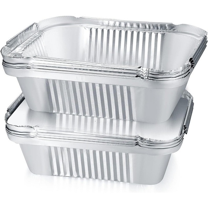 Set de 30 de tavi de copt de unica folosinta, Ronyes, din folie de aluminiu, organice, pentru gratar/cuptor, 16,4 x 13,3 x 4,9 cm, argintii