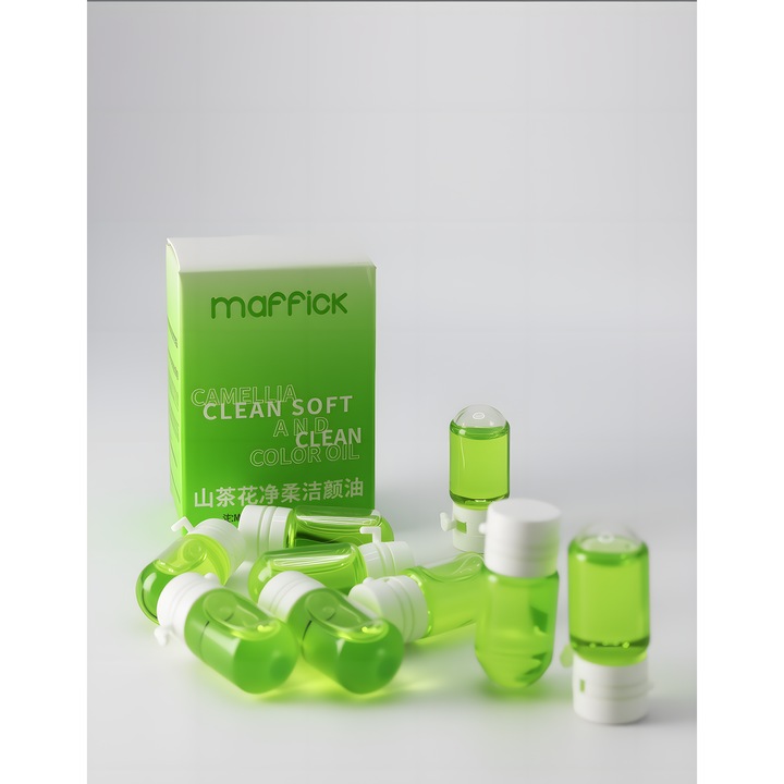 Maffick demachiant de curatare profunda pentru pielea sensibila si toate tipurile de piele cu extract de camelie pentru calatorii si calatorii de afaceri 10 capsule