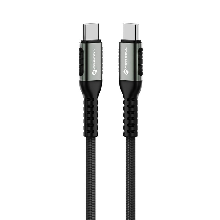 Forcell F-ENERGY C260 adat- és töltőkábel, rendkívül tartós, USB-C-USB-C, 100 W, C típusú, tápellátás, 5 A, 1,2 méter, fekete