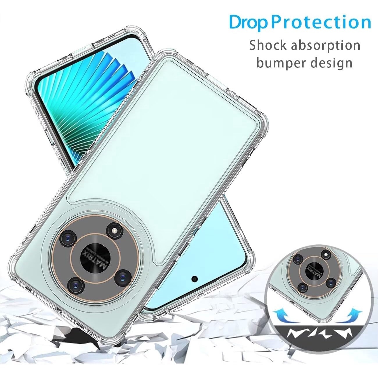 Intelli® Husa de Protectie Compatibila Honor Magic6 Lite / X50 5G / X9b, din silicon gel, Colturi Anti Soc, Protectie Camera, Subtire, Transparent