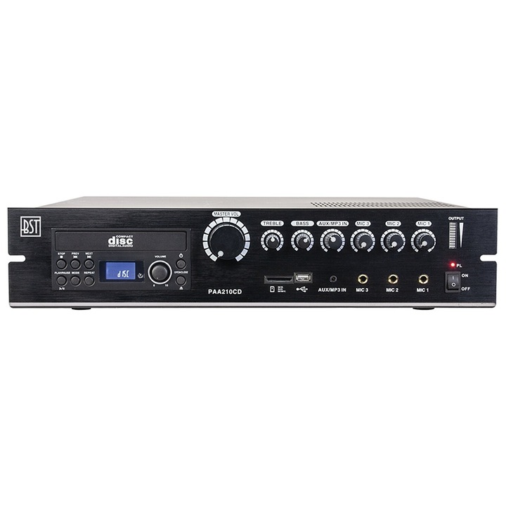 Amplificator mono PA 100W 100V/4-8 ohmi cu DVD/USB/SD-MP3 BST PAA210CD