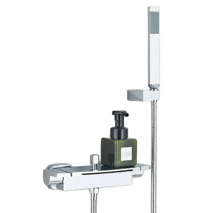 Baterie sanitara pentru cada, ceramica, control dual, crom, montare pe perete