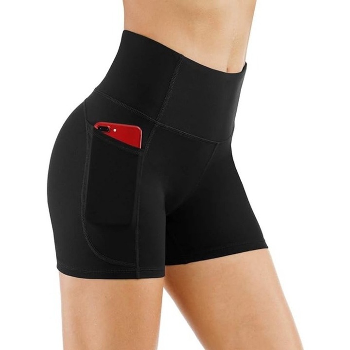 Pantaloni scurti de yoga Ronyes, poliester, negru, Negru