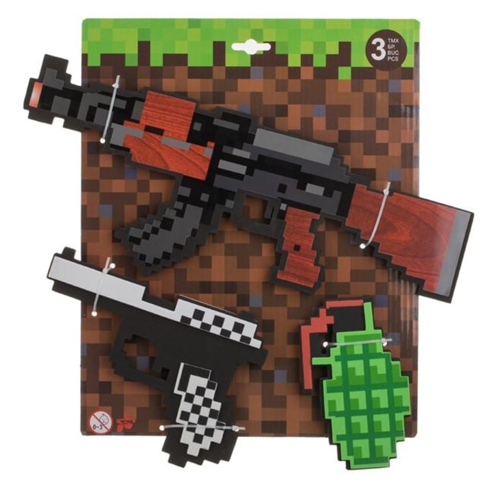 Minecraft 3 darabos, többszínű habszivacs fegyver játékszett gyerekeknek