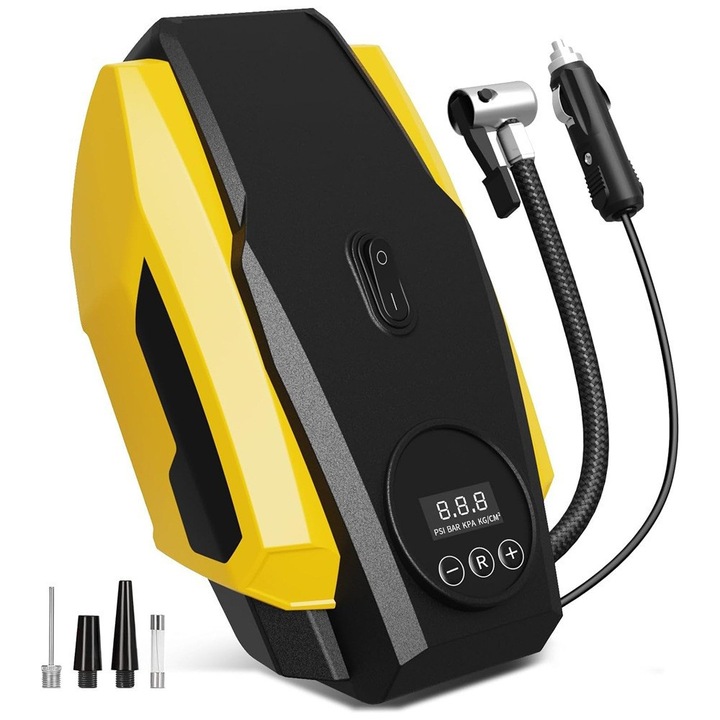 Compresor auto digital, Lumina LED, 12V, 120W, 35L/min, Oprire automata