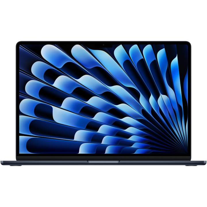 Лаптоп Apple MacBook Air 15", Apple M4, 10 CPU ядра и 10 GPU ядра, 16GB, 256GB, Midnight, Международна клавиатура, RO ръководство