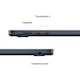 Laptop Apple MacBook Air 15.3", cu procesor Apple M4, 10 nuclee CPU si 10 nuclee GPU, 16 GB RAM, 512GB SSD, Midnight, Tastatura US English