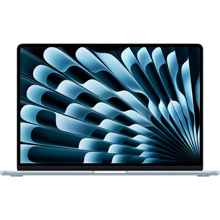 Лаптоп Apple MacBook Air 15", Apple M4, 10 CPU ядра и 10 GPU ядра, 16 GB RAM, 256 GB, Sky Blue, Международна клавиатура, RO ръководство