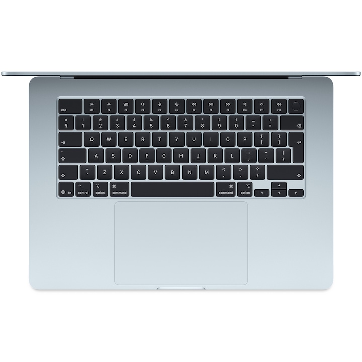Laptop Apple MacBook Air 15", cu procesor Apple M4, 10 nuclee CPU si 10 nuclee GPU, 16GB RAM, 256GB, Sky Blue, Tastatura Internationala, Manual RO
