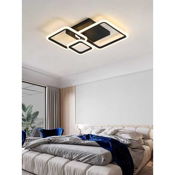 Lustra LED cu Telecomanda Negru wifi 2.4G Sueva® lumina/rece/calda/neutra intensitate reglabila