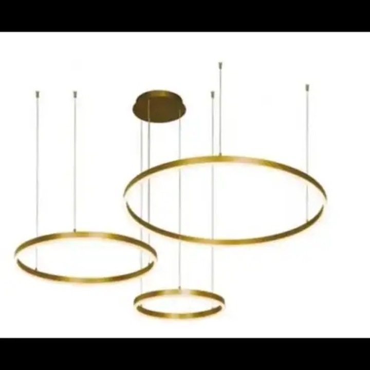 Lustra LED, telecomanda inclusa, aurie, rotunda, 145W, trei tipuri de lumina, calda, neutra si rece, intensitate reglabila, dimensiuni (L, l, h) 80x80x100cm, clasa protectie IP21, montaj tavan