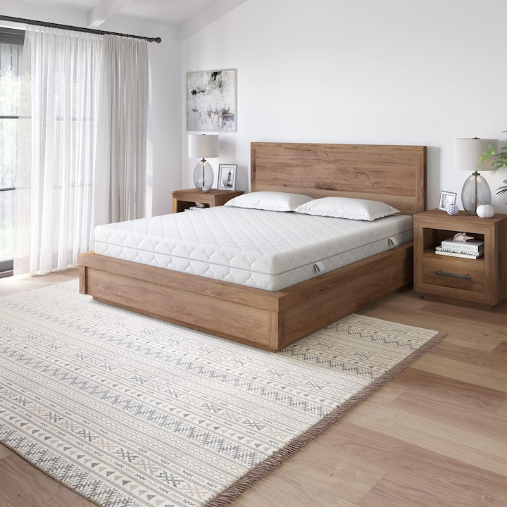 Saltea Hybrid CEDA DeLuxe, 90x200x20cm, cu arcuri impachetate individual(Pocket springs) 14cm + 4cm spuma cu memorie, husa detasabila din microfibra 180 GSM