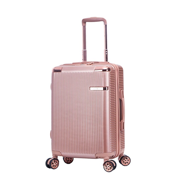 Kabinbőrönd Madisson SW44303, polikarbonát, lopásgátló, TSA kód, 4 dupla kerék, 55 cm, rózsaszín