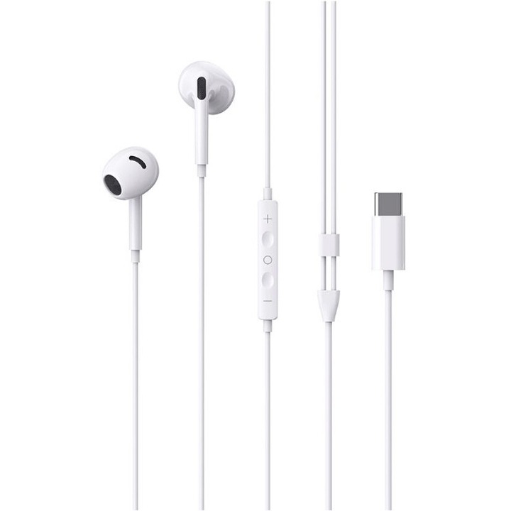 Casti cu Fir Type-C, Cablu 120cm, XO-EP78, Compatibilitate iPhone 15/16 si Android, Control pe Fir si Microfon, Alb