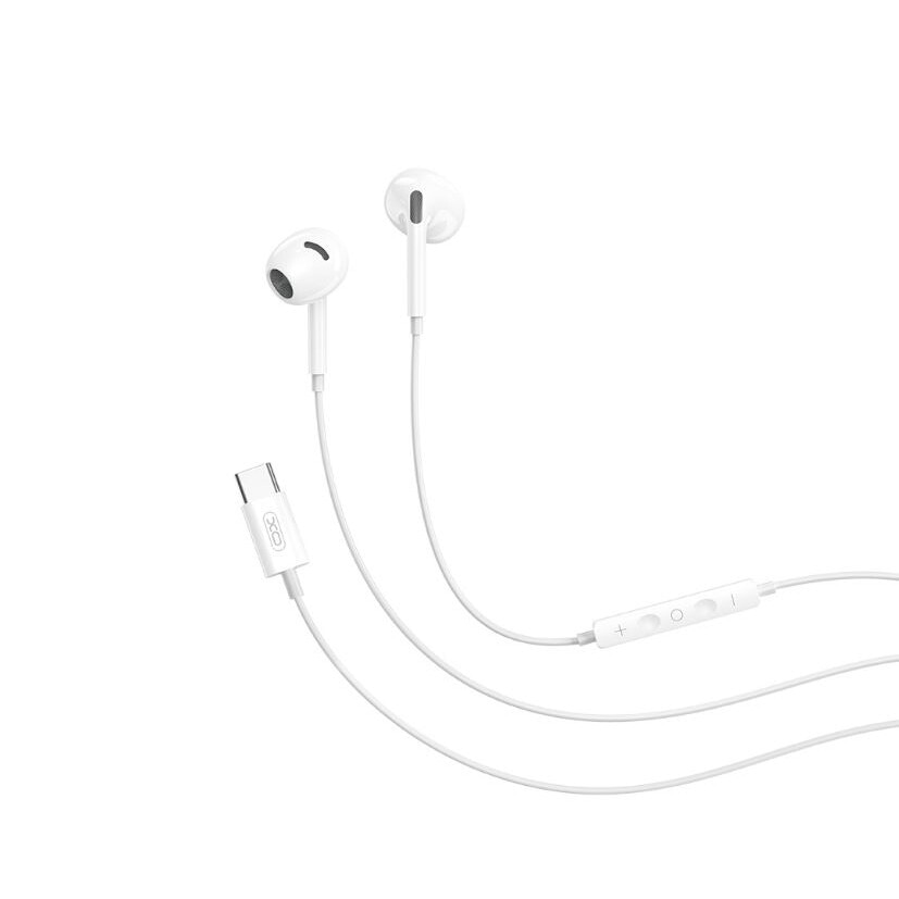 Casti cu Fir Type-C, Cablu 120cm, XO-EP78, Compatibilitate iPhone 15/16 si Android, Control pe Fir si Microfon, Alb