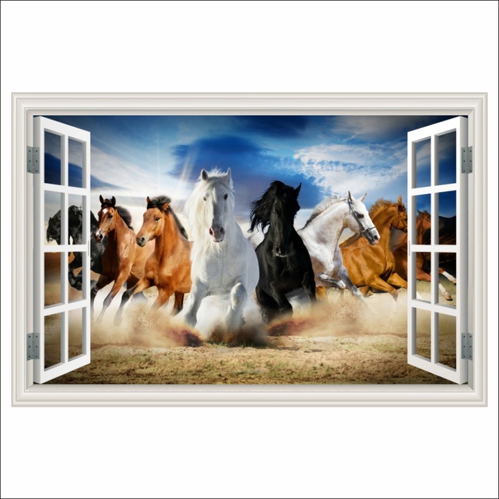 Fototapet Fereastra Puterea cailor, galop, 135 x 90 cm